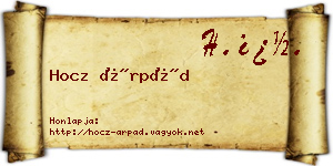 Hocz Árpád névjegykártya